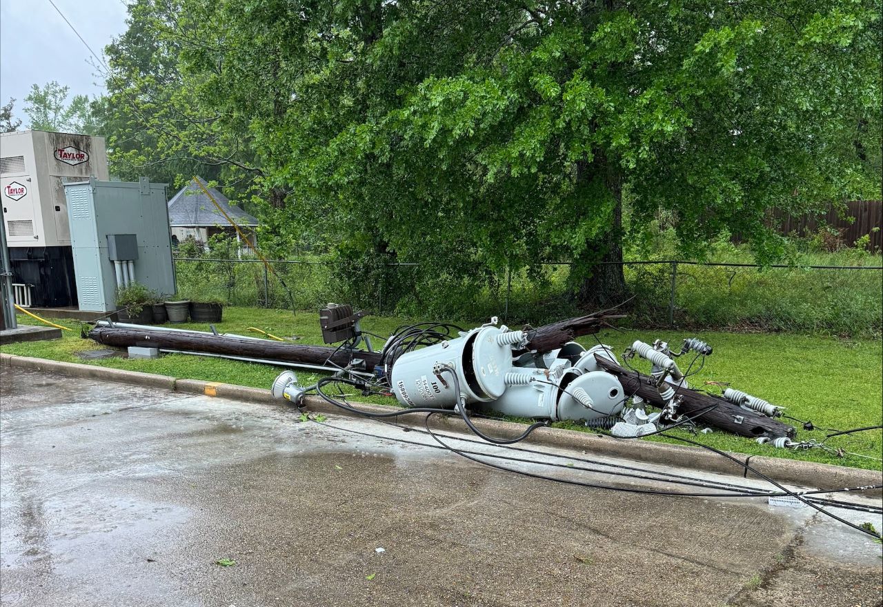 Storm damage in Monticello, Mississippi